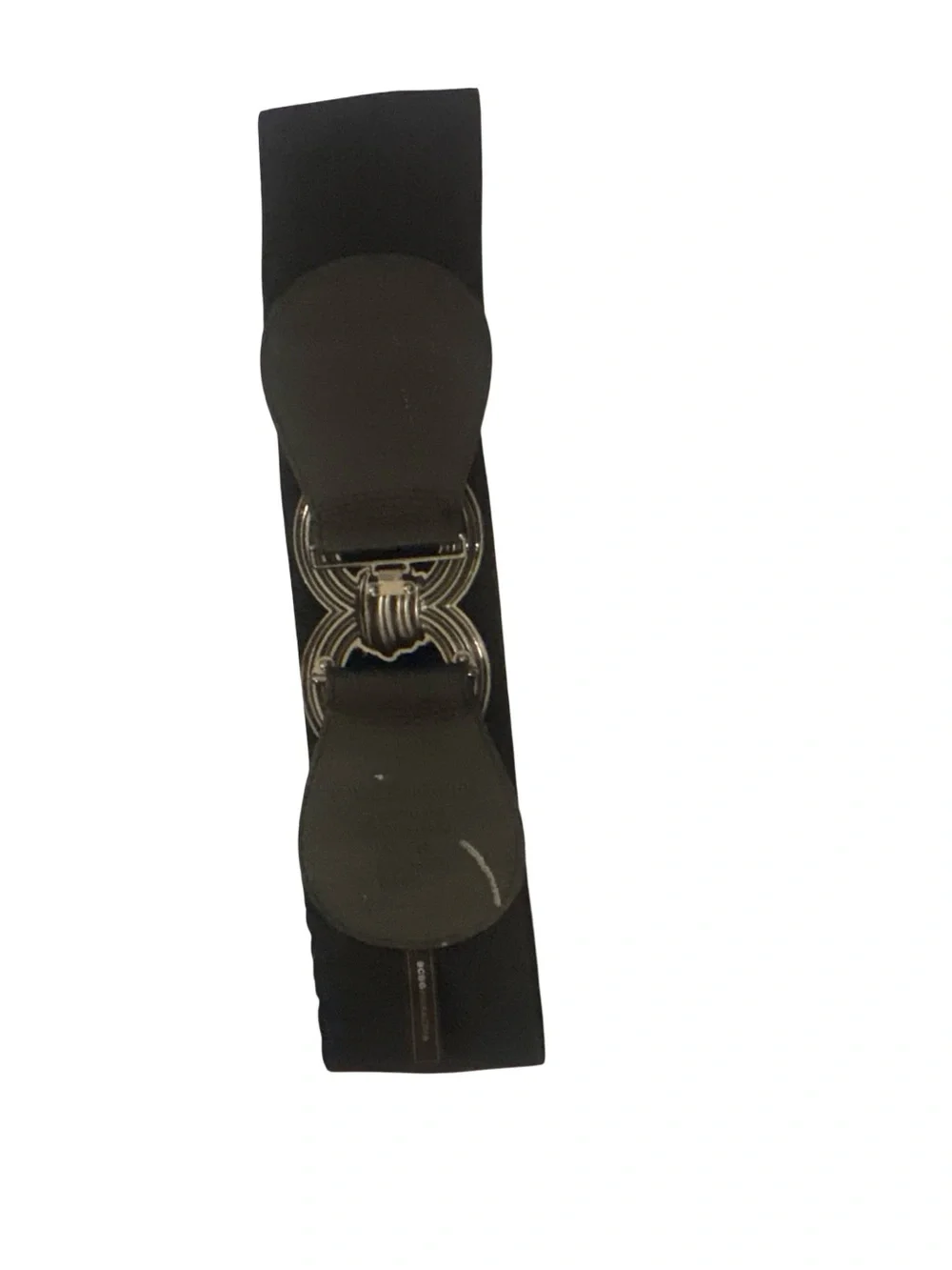 BCBGMaxAzria Black Elastic Belt with Interlocking Metal Rope-Style Buckle M/L